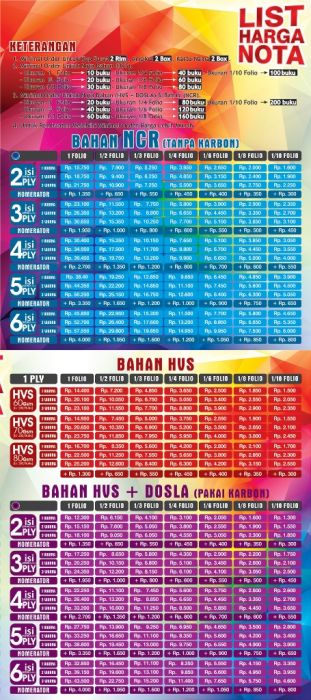 2 harga tempat cetak nota di surabaya